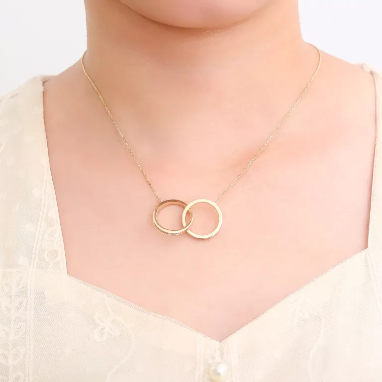 Interlocking Double Circle Moissanite Pendant Necklace