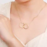 Interlocking Double Circle Moissanite Pendant Necklace