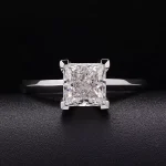 Princess Cut Lab Diamond Solitaire Ring Classic Four Prong Setting