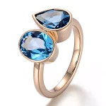 Oval and Pear Cut Lab Sapphire Toi et Moi Ring