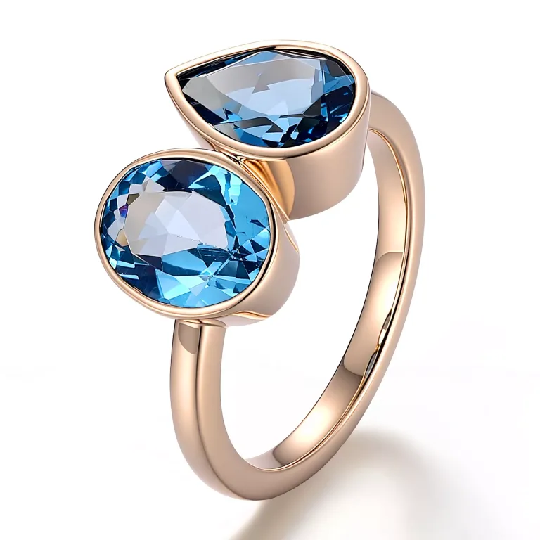 Oval and Pear Cut Lab Sapphire Toi et Moi Ring