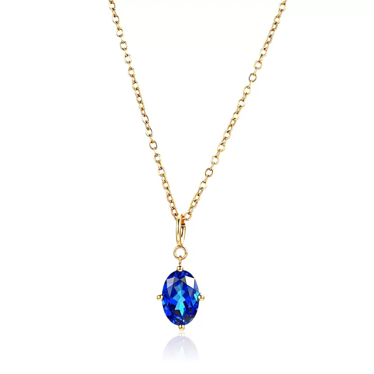 Oval Cut Blue Lab Gemstone Solitaire Charm (Pendant Only)