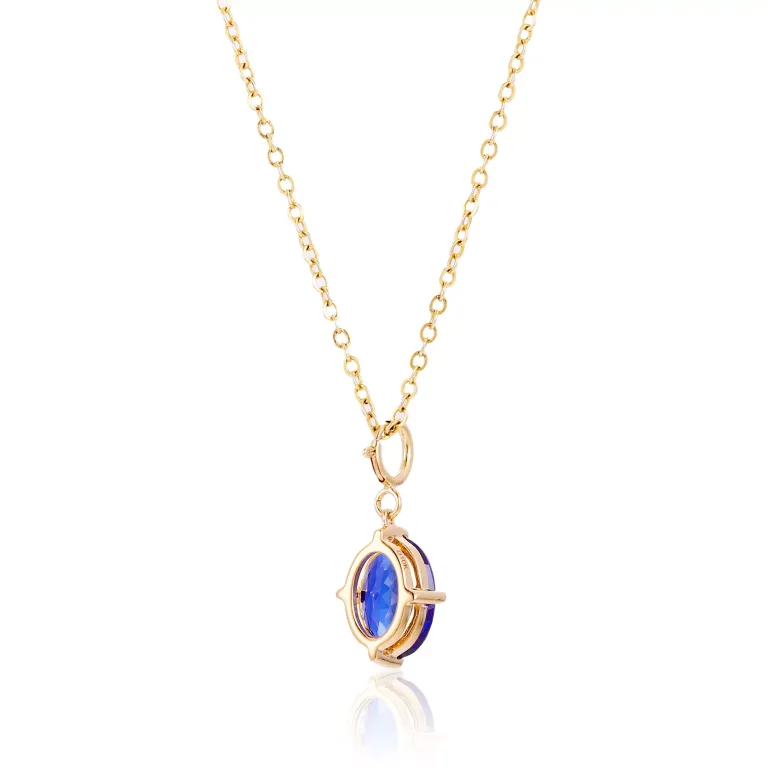 Oval Cut Blue Lab Gemstone Solitaire Charm (Pendant Only)