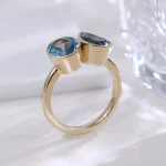 Oval and Pear Cut Lab Sapphire Toi et Moi Ring
