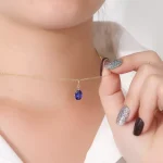 Oval Cut Blue Lab Gemstone Solitaire Charm (Pendant Only)