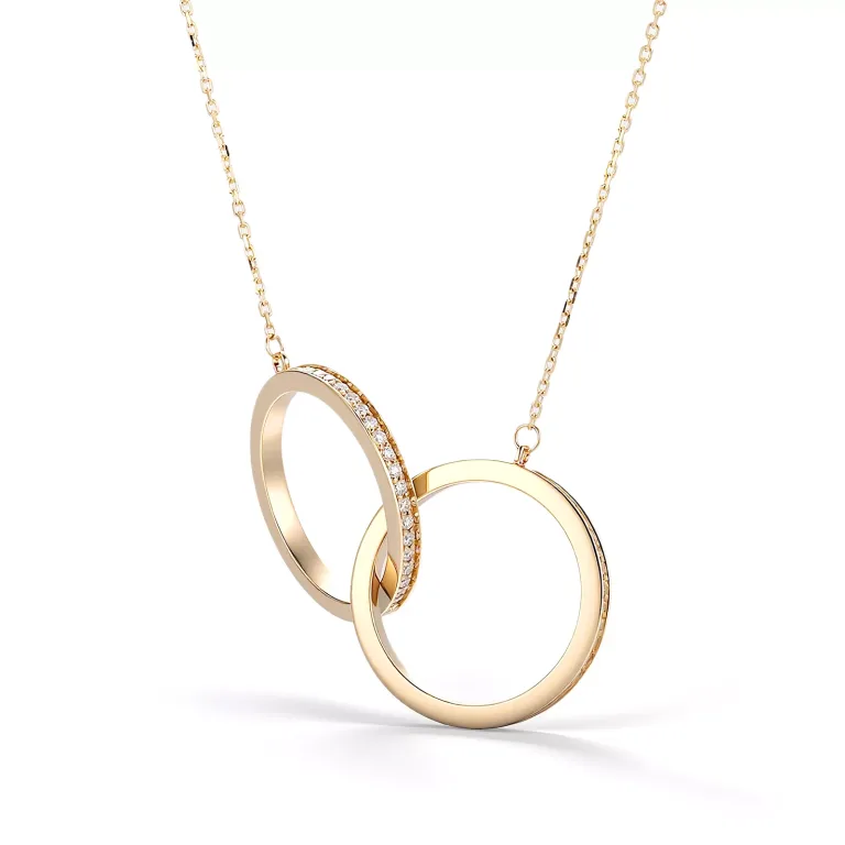 Interlocking Double Circle Moissanite Pendant Necklace