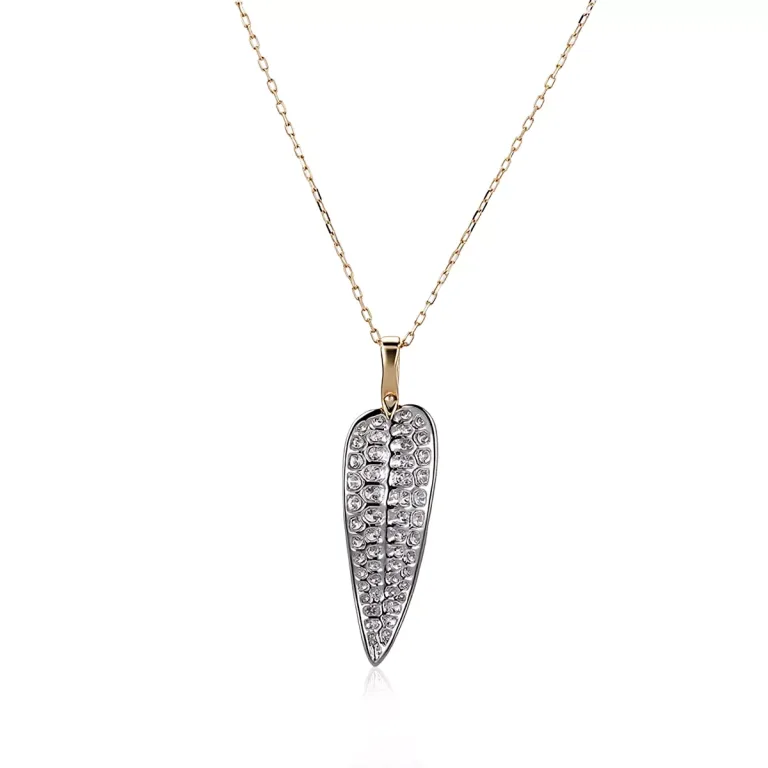 Round Cut Lab Diamond Pendant Necklace Nature Leaf Motif