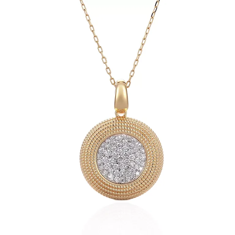 Round Cut Lab Diamond Pendant Necklace Twisted Rope Medallion Style