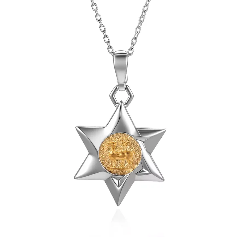 Round Cut Diamond Reversible Pendant Necklace Star Bee Deer Motif（pendant only）