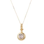 Round Cut Lab Diamond Pendant Necklace Classic Disc Cluster Style