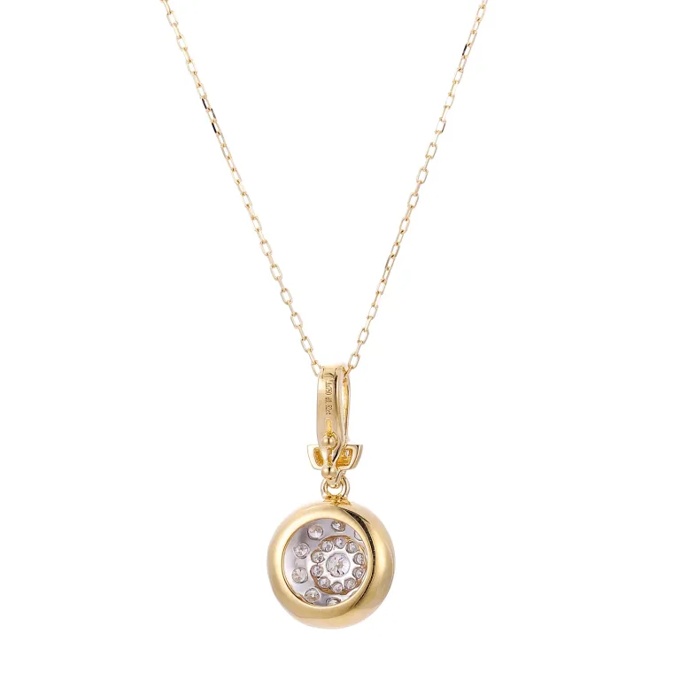 Round Cut Lab Diamond Pendant Necklace Classic Disc Cluster Style