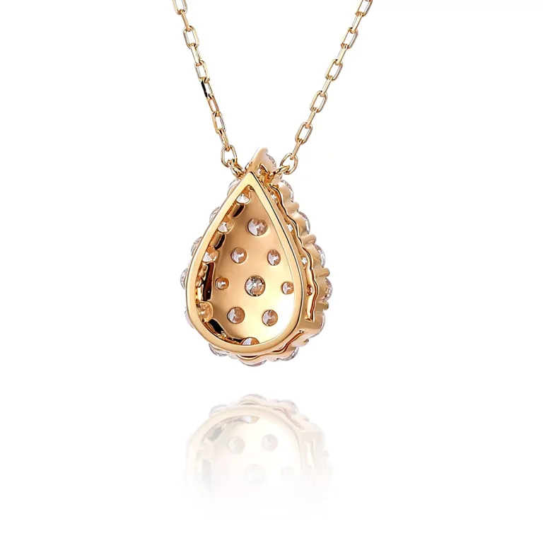 Round Cut Lab Diamond Pendant Necklace Teardrop Cluster Style