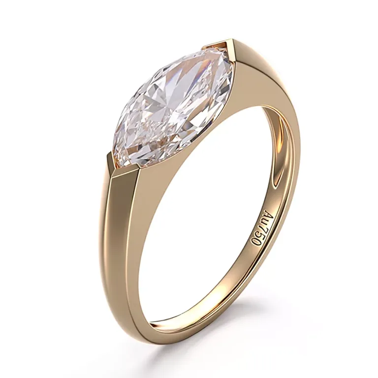 Marquise Cut Lab Diamond Solitaire Ring Modern V-Tip Setting
