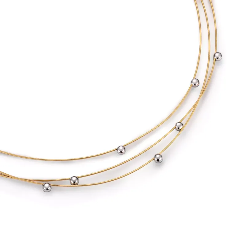 Round Cut Lab Diamond Necklace Triple Strand Floating Collar Style