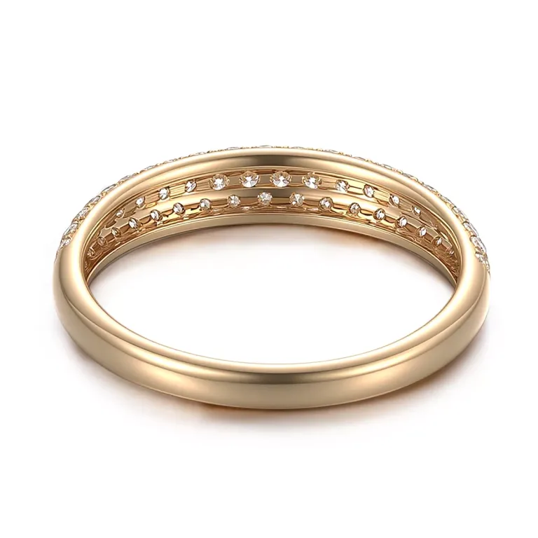 Round Cut Lab Diamond Ring Triple Row Pave Eternity Band