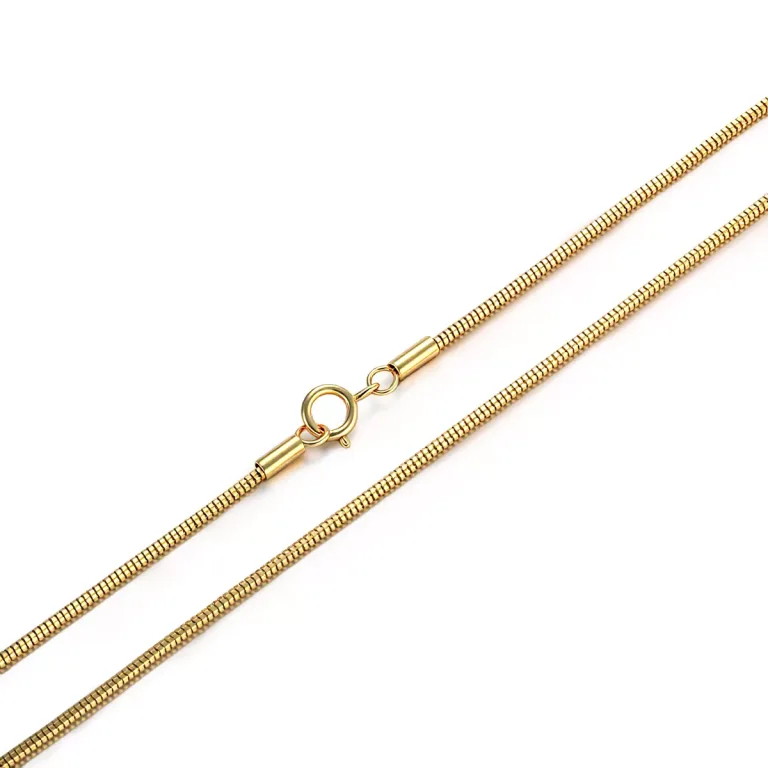 1.2mm Snake Necklace 18k Yellow Gold Round Liquid Chain Style