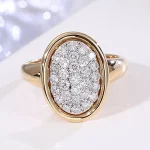 Round Cut Lab Diamond Ring Paved Oval Signet Style