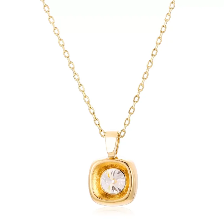 1ct Round Cut Lab Diamond Pendant Cushion Frame Solitaire Style