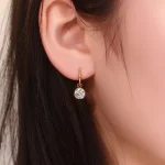 Round Cut Lab Diamond Hoop Earrings Minimalist Bezel Dangle Style
