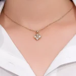 Princess Cut Lab Diamond Pendant Necklace Geometric Cross Charm Style