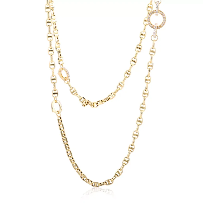 Princess Cut Emerald Necklace Anchor Chain Four Diamond Universal Clasps