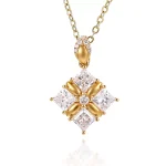 Princess Cut Lab Diamond Pendant Necklace Geometric Cross Charm Style