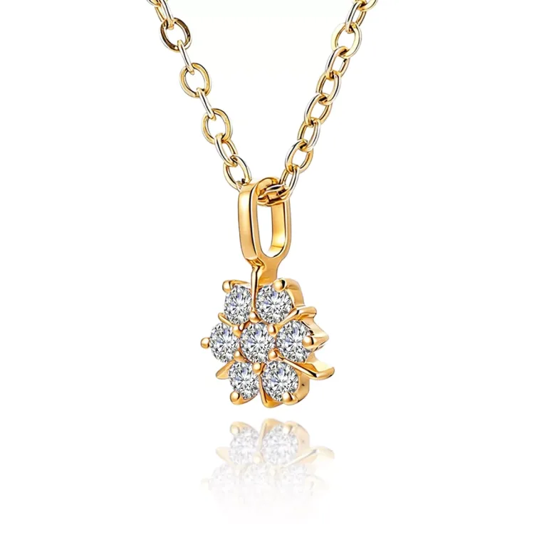 Round Cut Diamond Pendant Necklace Seven Stone Cluster Charm Style