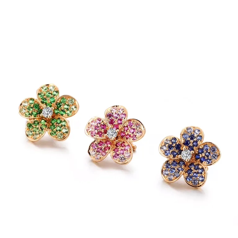 Round Cut Colored Gemstone Pendant Flower Clip-on Charm Style