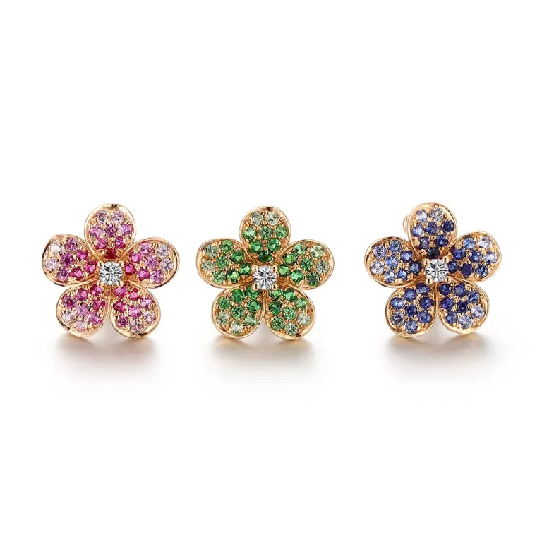 Round Cut Colored Gemstone Pendant Flower Clip-on Charm Style