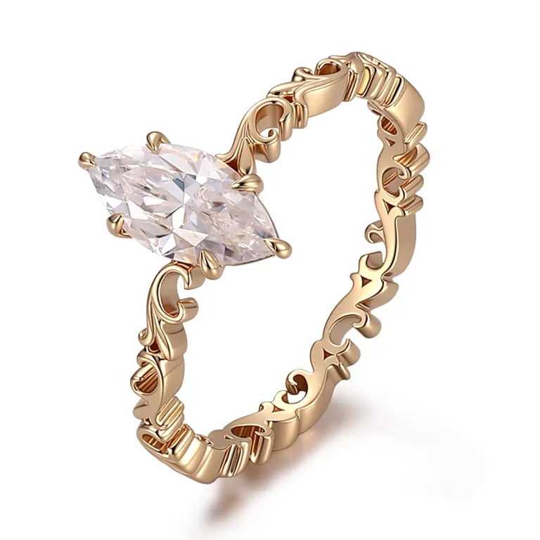 Elegant 1CT Marquise Cut Moissanite Solitaire Ring Design