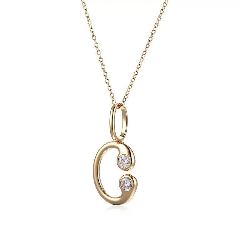 Classic Initial C Round Cut Moissanite Pendant Necklace, Personalized Anniversary Jewelry Gift