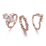 Vintage Marquise Cut Moissanite Stacking Ring Set with Round Brilliant Accent Stones