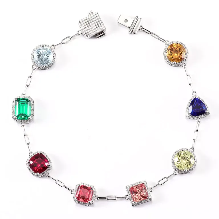 Vibrant Aline-Stone Lab Colored Gemstone Tennis Bracelet Design