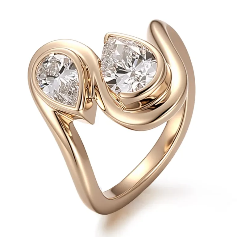 Elegant Pear Cut Moissanite Toi et Moi Ring, Romantic Anniversary Statement Jewelry
