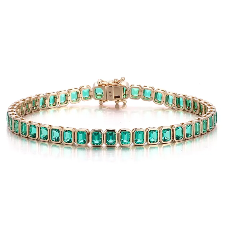 16CTW Classic Emerald Cut Lab Emerald Tennis Bracelet Design