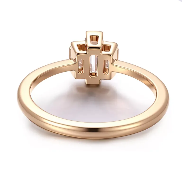 Classic Three Stone Emerald Cut Moissanite Engagement Ring