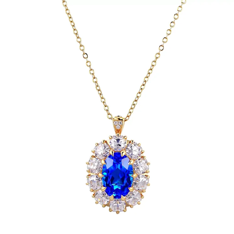 Dual Use Oval Lab Sapphire Pendant Necklace and Ring, Versatile Anniversary Jewelry
