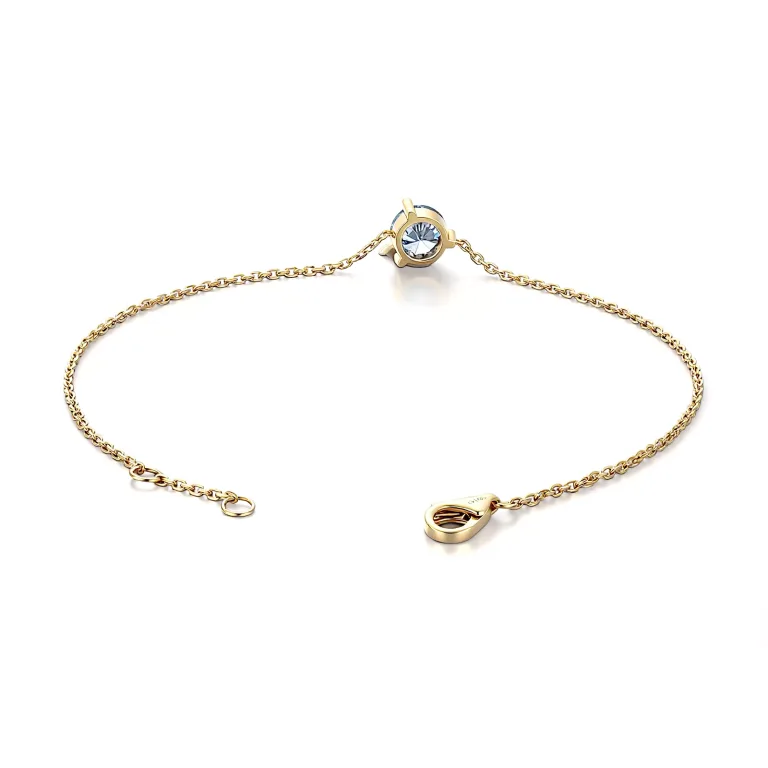 Classic Round Cut Blue Moissanite Bracelet with Elegant Minimalist Chain