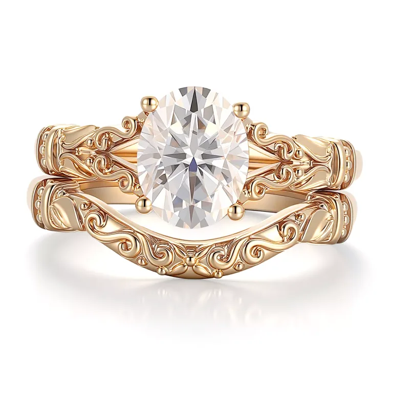 Vintage Style Round Cut Moissanite Stacking Ring Set, Elegant Anniversary Jewelry Gift