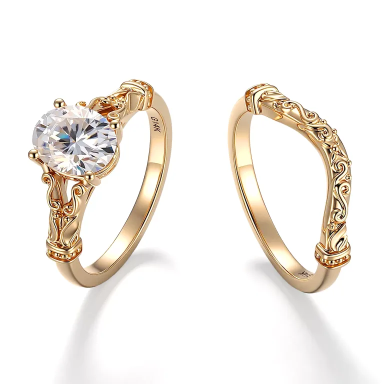 Vintage Style Round Cut Moissanite Stacking Ring Set, Elegant Anniversary Jewelry Gift