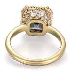 Black Moissanite Fashion Ring with Unique Alien Moissanite Accent and Textured Halo