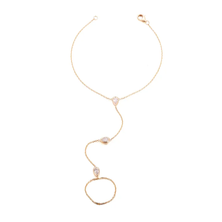 Elegant Pear Cut Lab Diamond Slave Bracelet with Delicate Chain