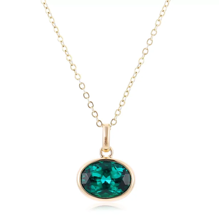3CT Classic Oval Cut Lab Emerald Pendant Necklace Design