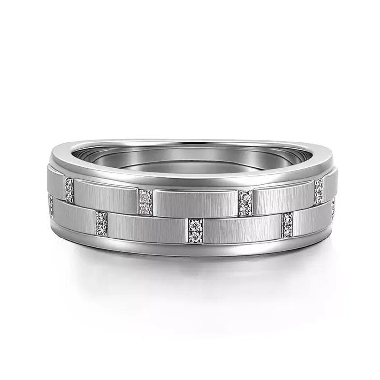 Sleek Men's Band Featuring A Sculptural Silhouette And Round Brilliant Cut Moissanite