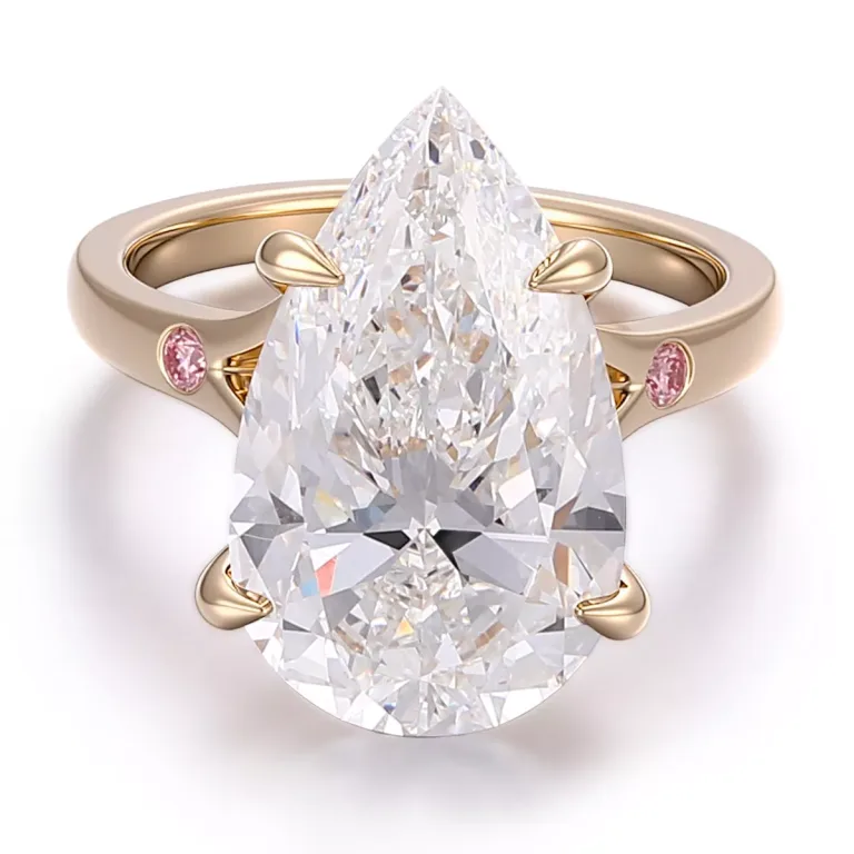 Elegant Pear Cut Moissanite Solitaire Ring Featuring Hidden Round Cut Accent Stone