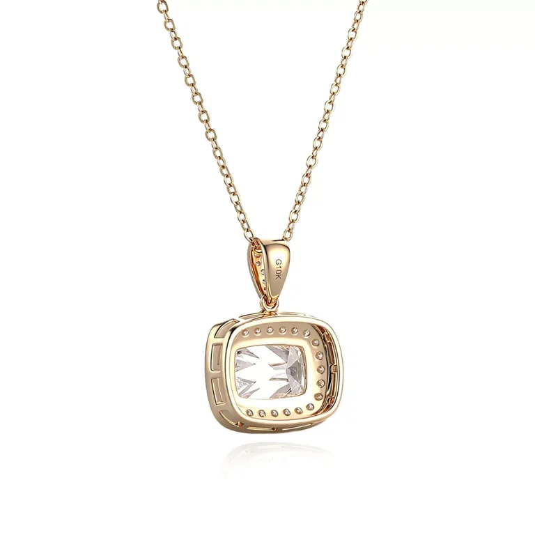 Classic Radiant Cut Moissanite Pendant Necklace with Shimmering Round Brilliant Accent Stones