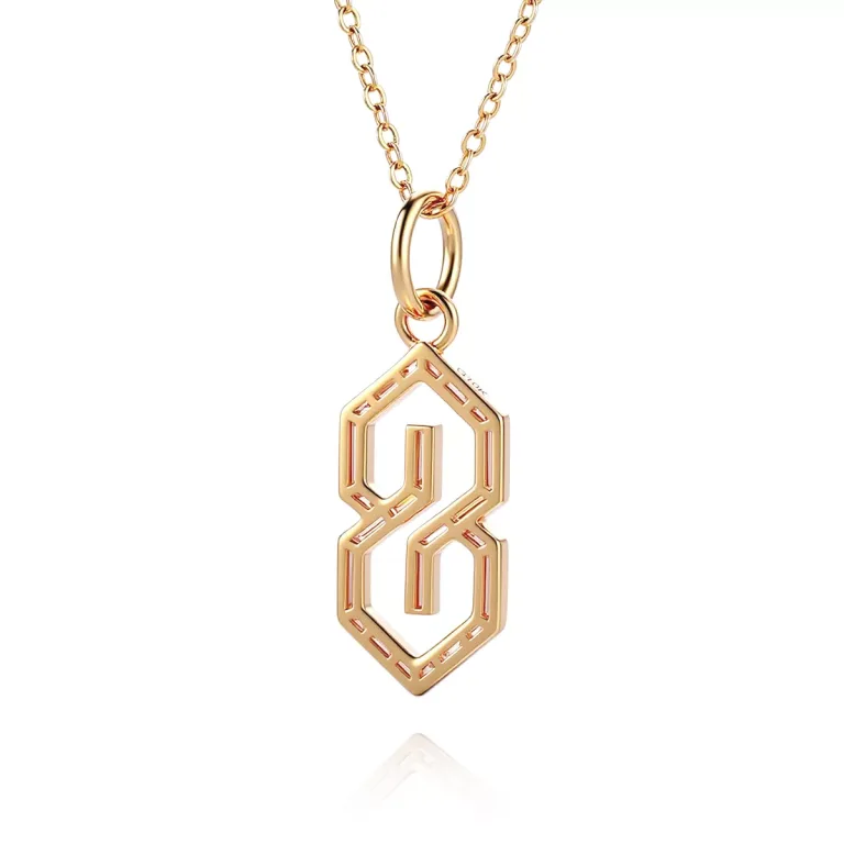 Geometric S Shaped Pendant Necklace Featuring Tapered Baguette Cut Moissanite Accents