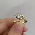 1CT Pear Snake Ring - 10K / 14K / 18K Gold (Yellow / White / Rose) lab diamond/moissanite/lab gemstone