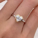 1CT Two Tone Heart Ring - 10K / 14K / 18K Gold (Yellow / White / Rose) moissanite / lab gemstone / lab diamond