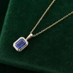 2ct Bezel Setting Emerald Cut Pendant - 10K / 14K / 18K Gold (Yellow / White / Rose) lab diamond/moissanite/lab gemstones